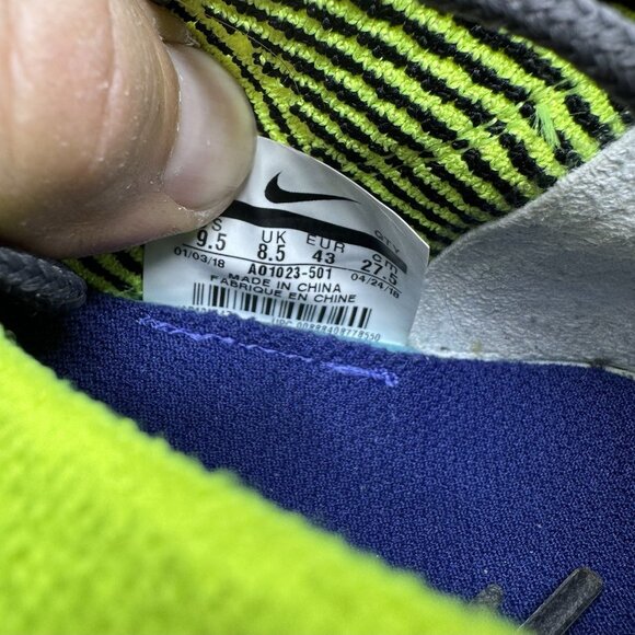 Nike Air Max 270 Flyknit "Volt Racer Blue Hot Punch" AO1023-501 Men's 9.5 - Picture 8 of 9